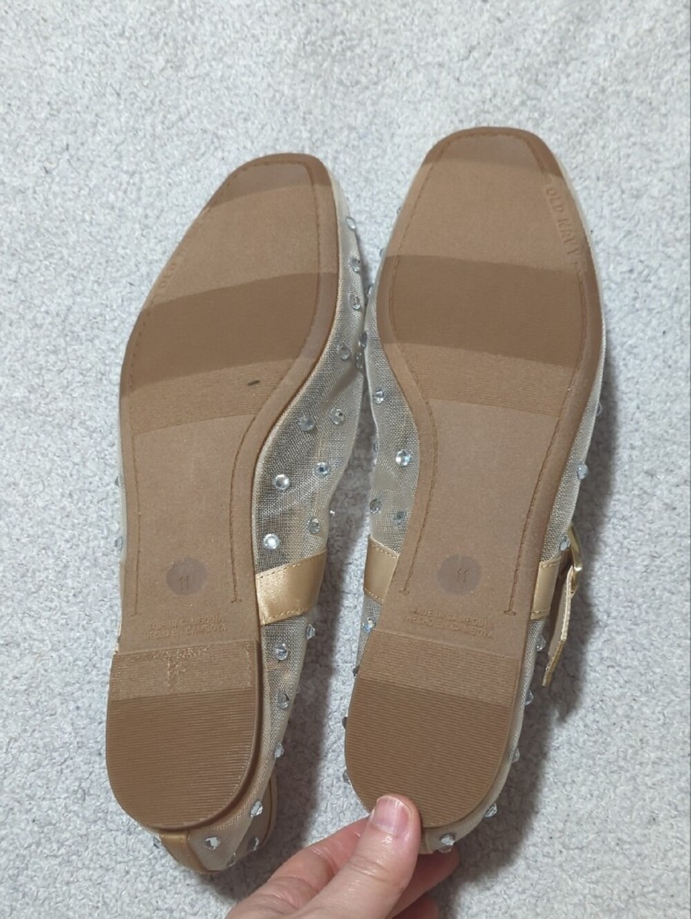 Old Navy Gold Mesh Rhinestone Mary Jane Flats - Picture 3 of 6